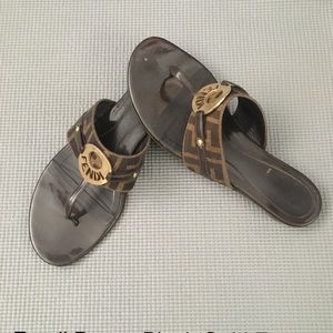 Fendi Zucca Canvas Print Sandals.